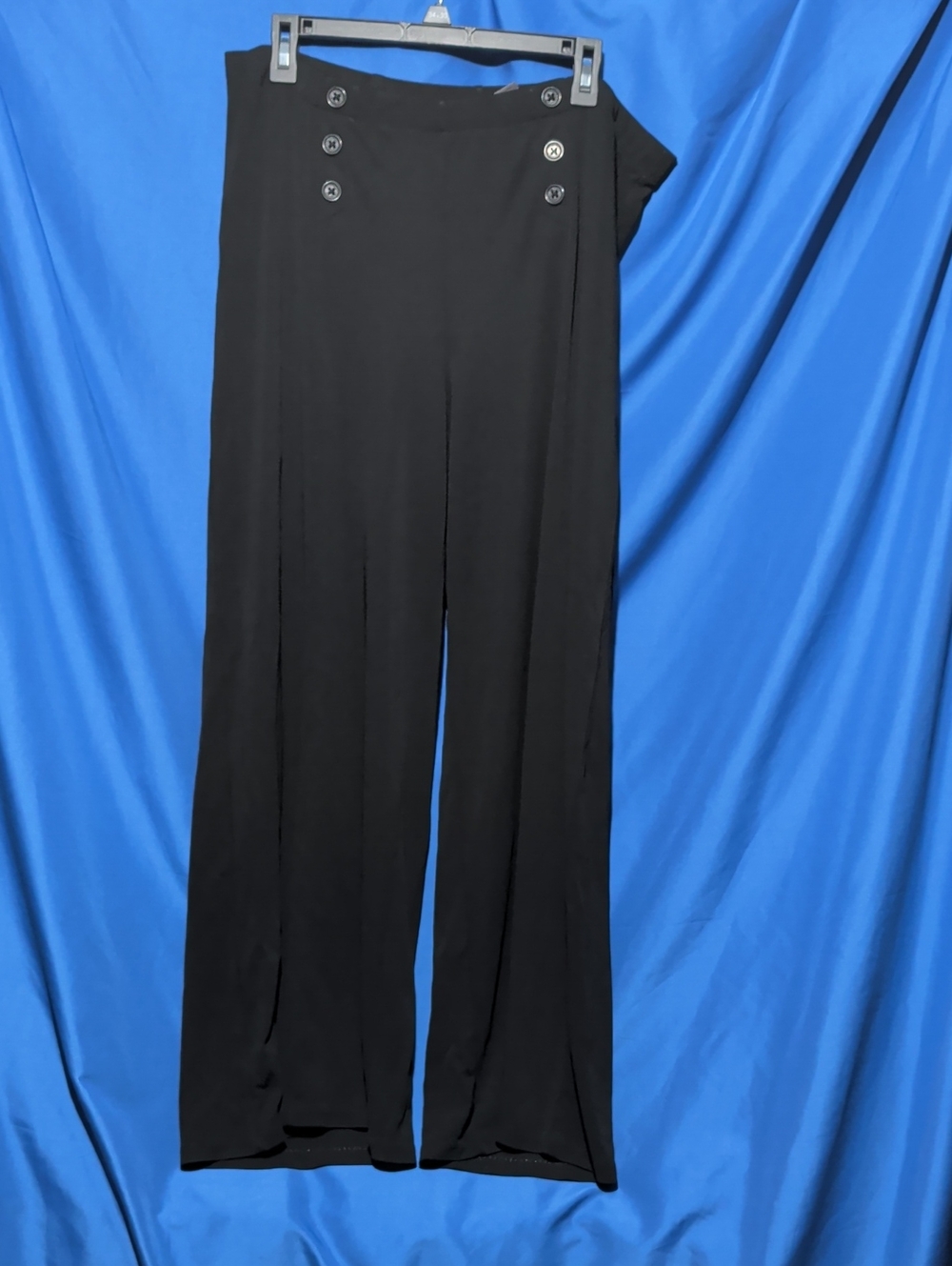 Liz Claiborne Black Wide-Leg Pants with Button Detail